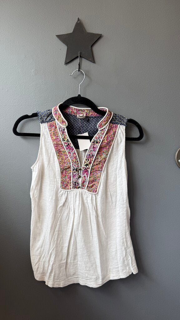 Embroidered Yoke Tank Top