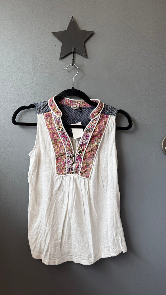 Embroidered Yoke Tank Top