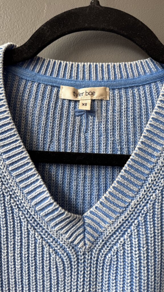 Cotton Ribbed Vneck Sweater