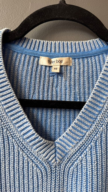 Cotton Ribbed Vneck Sweater