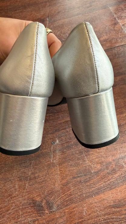 Silver Block Heels