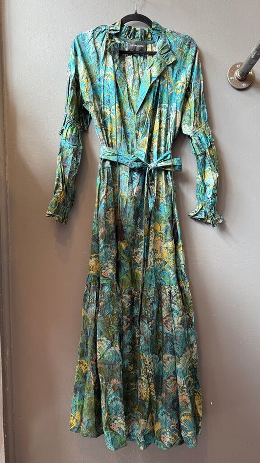 Marble Print Belted Maxi Dress