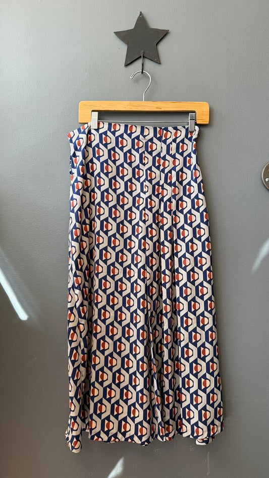 Asymmetrical Pleat Geometric Midi Skirt