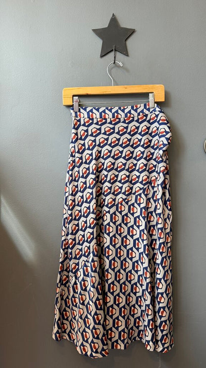 Asymmetrical Pleat Geometric Midi Skirt
