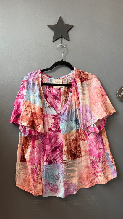 Cotton Silk Floral Blouse