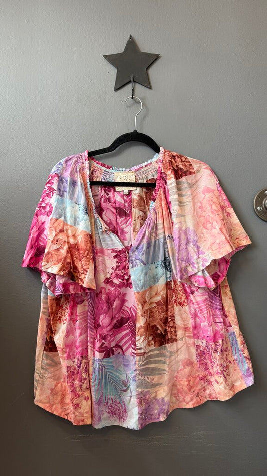 Cotton Silk Floral Blouse
