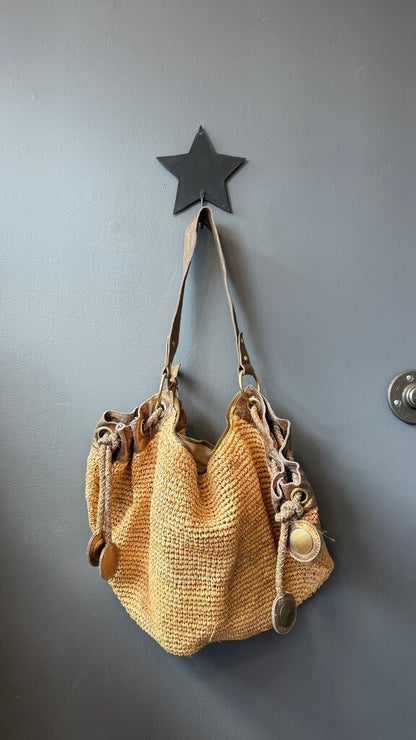 Raffia Oversized Hobo Tote Bag