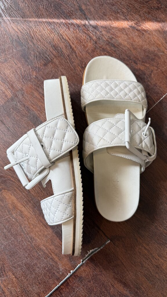 Quilted Big Buckle Slide Sandals