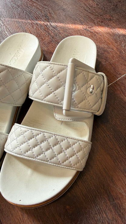 Quilted Big Buckle Slide Sandals