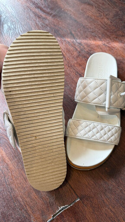 Quilted Big Buckle Slide Sandals