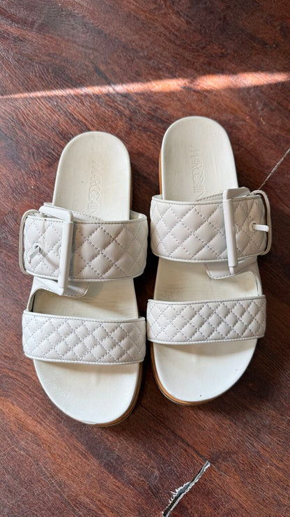 Quilted Big Buckle Slide Sandals