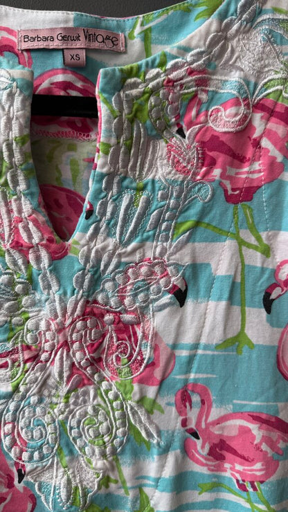 Flamingo Notch Neck Shift Dress