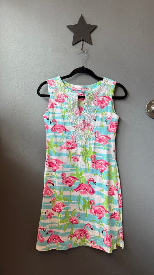 Flamingo Notch Neck Shift Dress