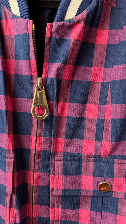 Gingham Check Bomber Jacket