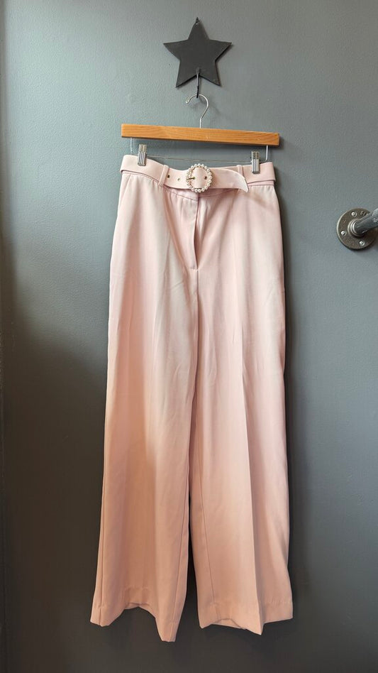 Pearl Belt Buckle Wide Leg Pants