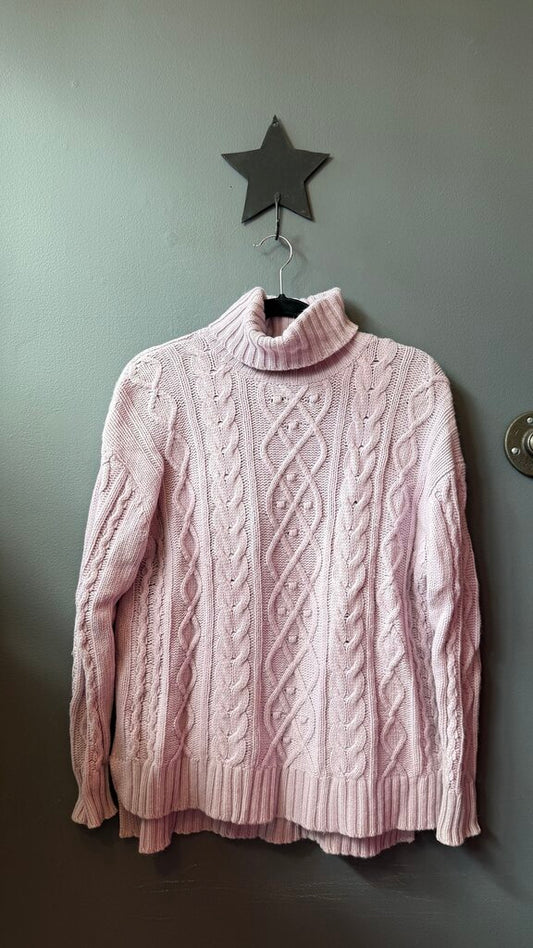 Wool Blend Cableknit Turtleneck Sweater