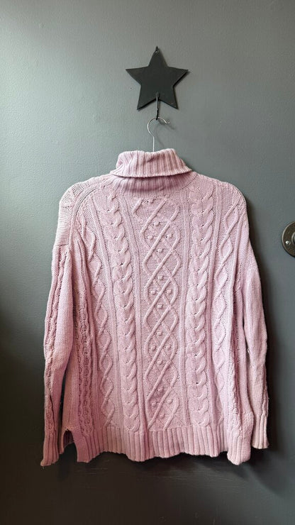 Wool Blend Cableknit Turtleneck Sweater