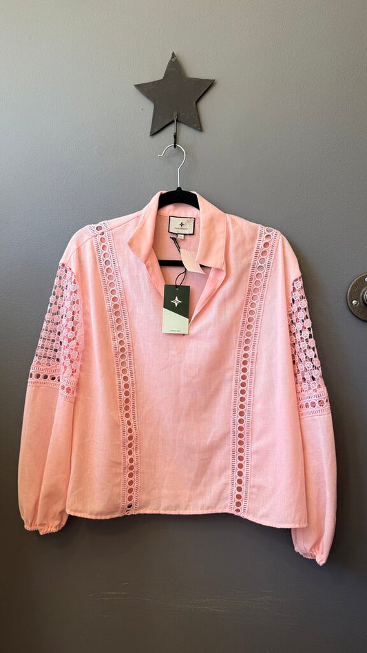 Eyelet Detail Popover Blouse