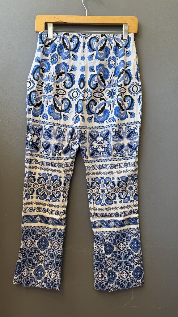 Majolica Tile Printed Slim Ankle Flare Pants
