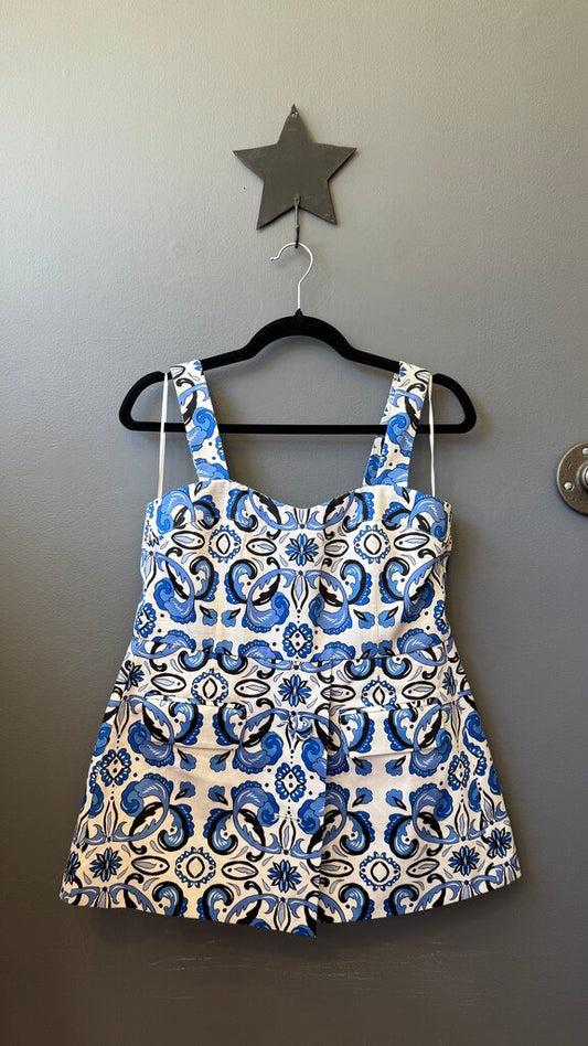 Majolica Tile Printed Peplum Top