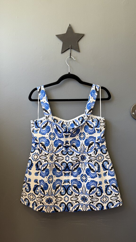 Majolica Tile Printed Peplum Top