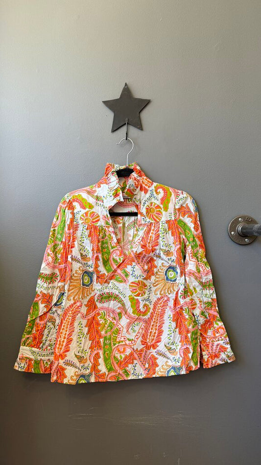 Aspen Botanical Ruffle Blouse