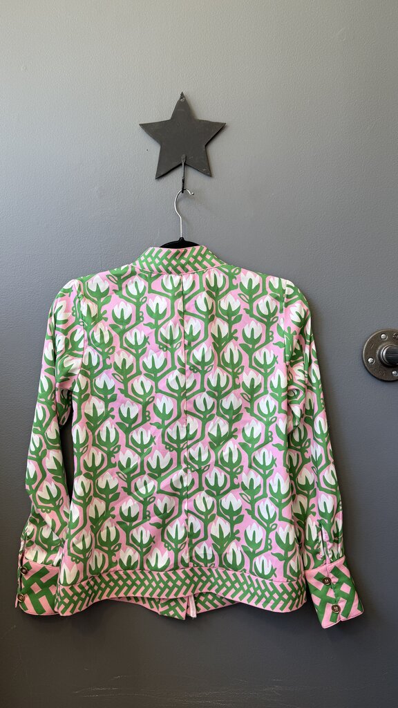 Button Front Mandarin Collar Blouse