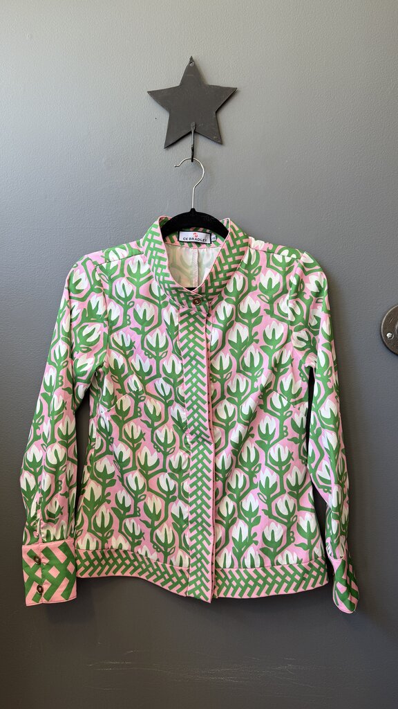 Button Front Mandarin Collar Blouse