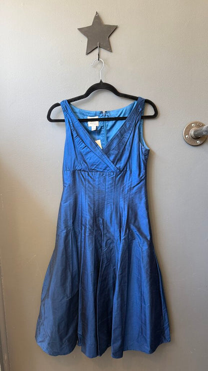 Silk Fitted Waist Surplice Dress