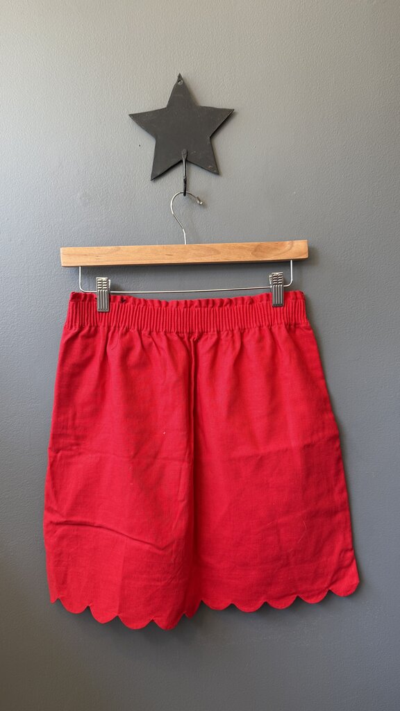 Linen Cotton Scallop Hem Pull On Skirt