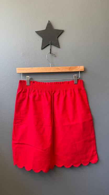 Linen Cotton Scallop Hem Pull On Skirt