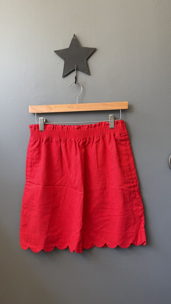 Linen Cotton Scallop Hem Pull On Skirt