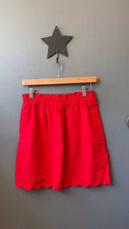 Linen Cotton Scallop Hem Pull On Skirt