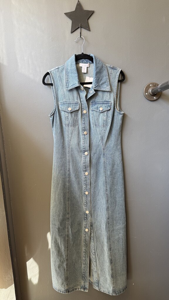 Denim Snap Up Maxi Dress