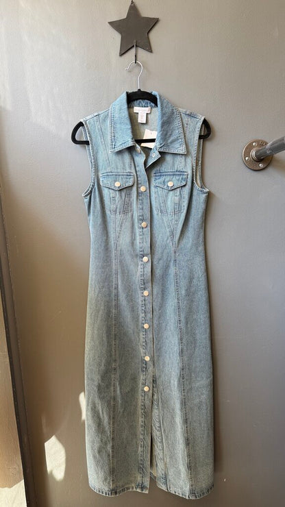 Denim Snap Up Maxi Dress
