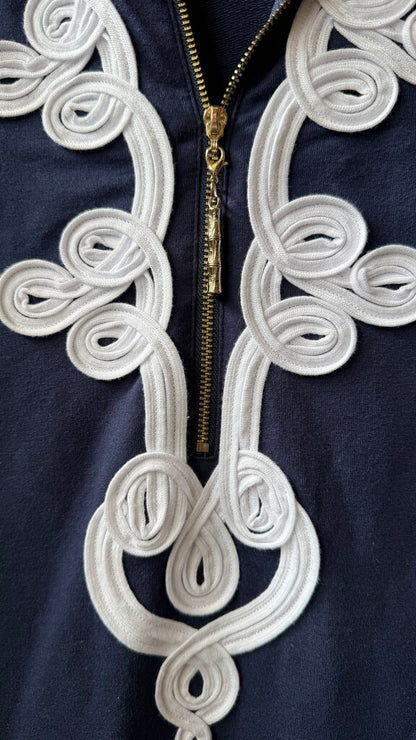 Applique 1/4 Zip Hoodie Shift Dress