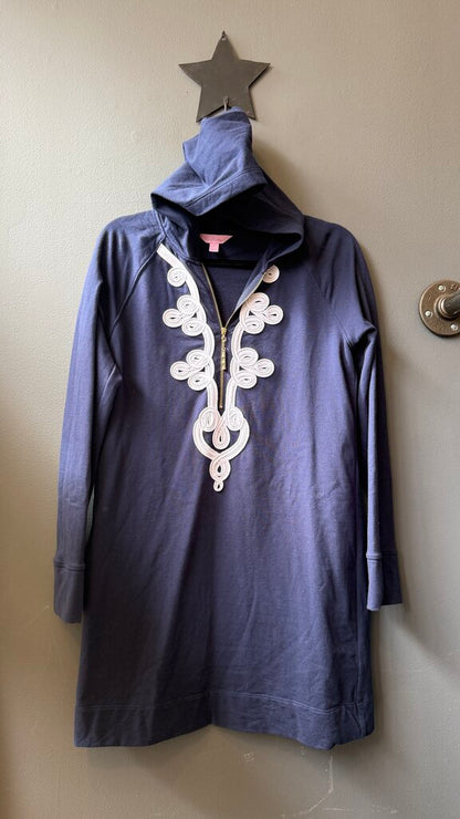 Applique 1/4 Zip Hoodie Shift Dress