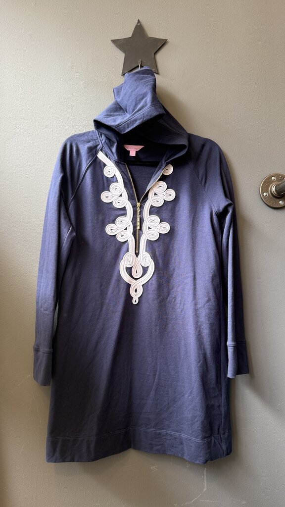 Applique 1/4 Zip Hoodie Shift Dress