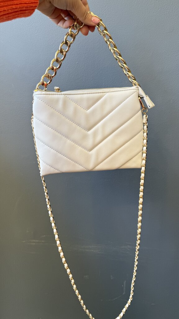 Quilted Vegan Chain Crossbody Bag