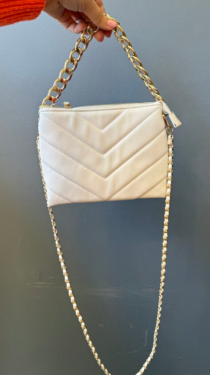 Quilted Vegan Chain Crossbody Bag