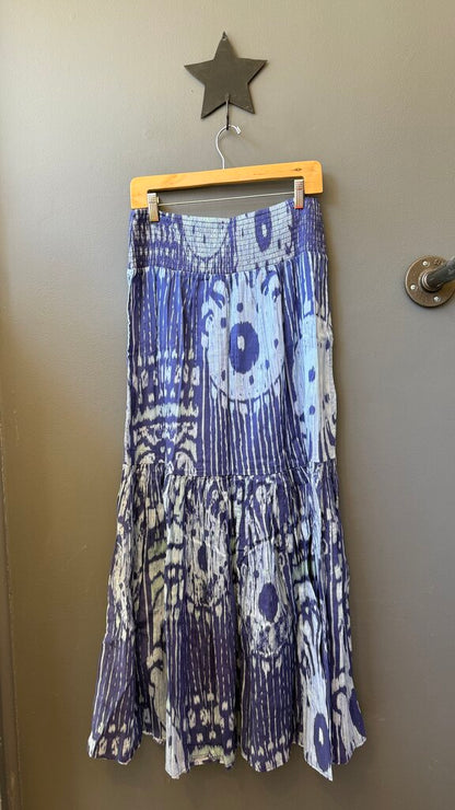 Ikat Smocked Pull On Maxi Skirt