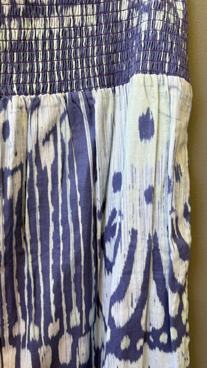 Ikat Smocked Pull On Maxi Skirt