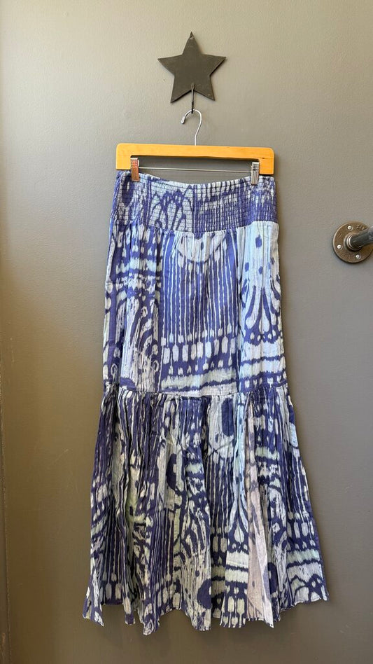 Ikat Smocked Pull On Maxi Skirt