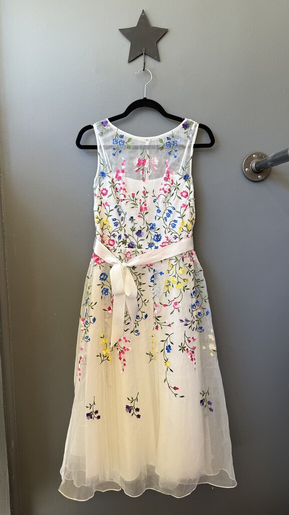 Floral Embroidered Tea Length Dress