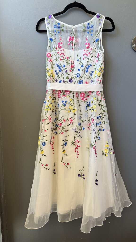 Floral Embroidered Tea Length Dress