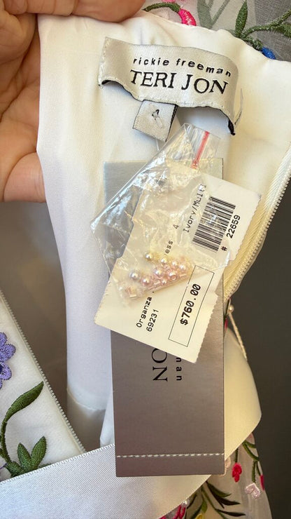 Floral Embroidered Tea Length Dress