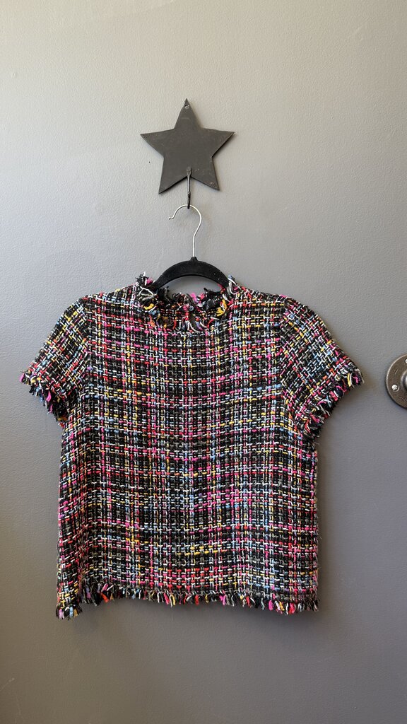 Neon Tweed Short Sleeve Top