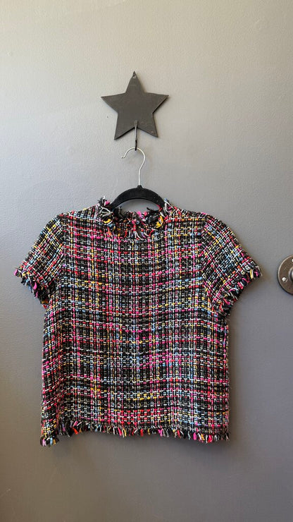 Neon Tweed Short Sleeve Top