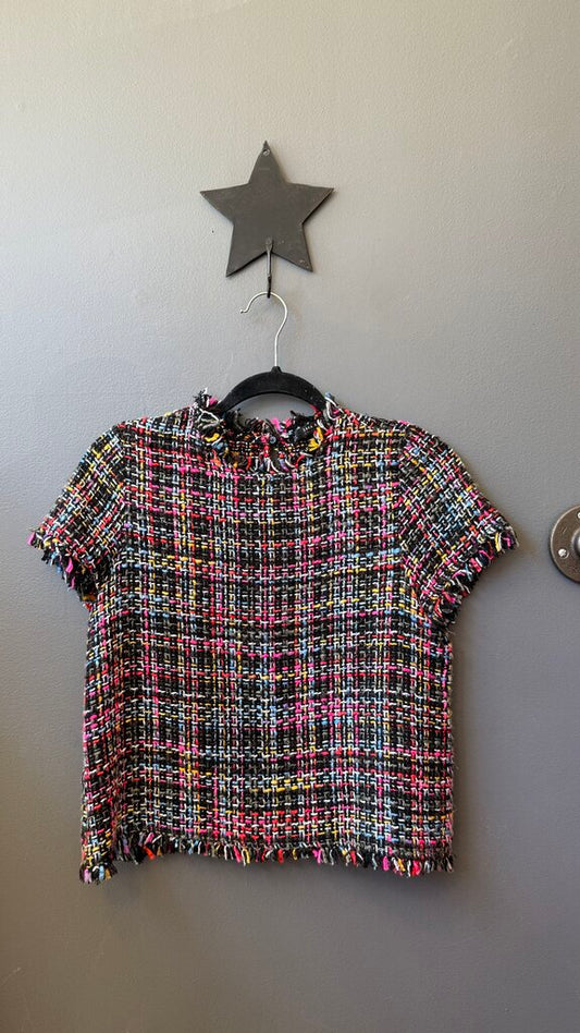 Neon Tweed Short Sleeve Top