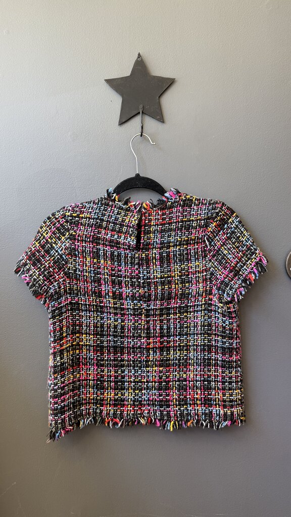 Neon Tweed Short Sleeve Top